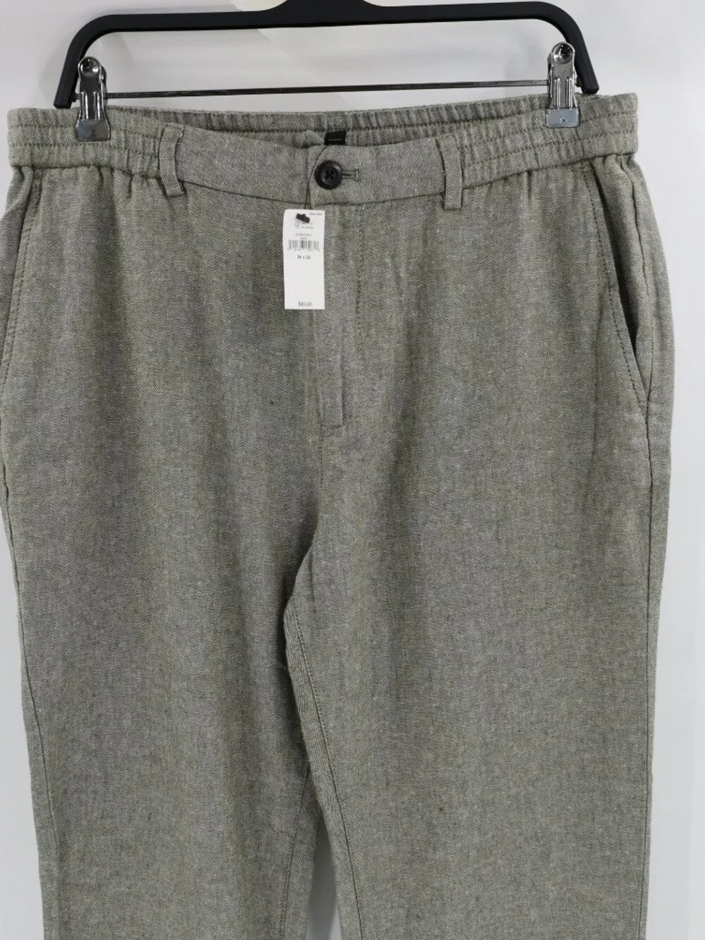 NWT Banana Republic Pants 34x28 Athletic fit Tapered Linen Cotton Herringbone